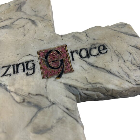 Amazing Grace Heavy Resin Wall Hanging Cross Religious Christian Decor - Picture 5 of 9